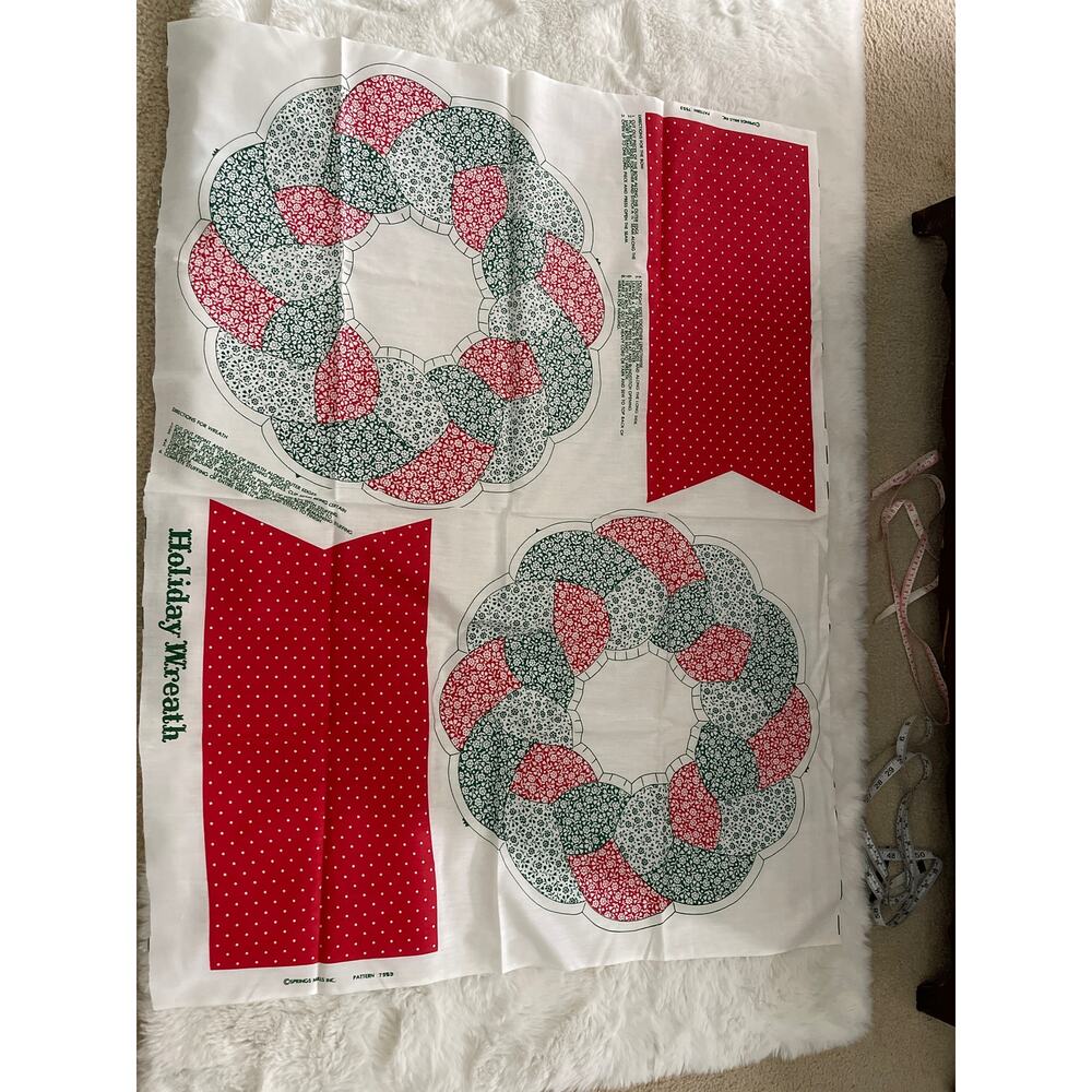 Spring Mills, 7553, Christmas, Wreath, Fabric Sewing, Vtg, Holiday Wreath
